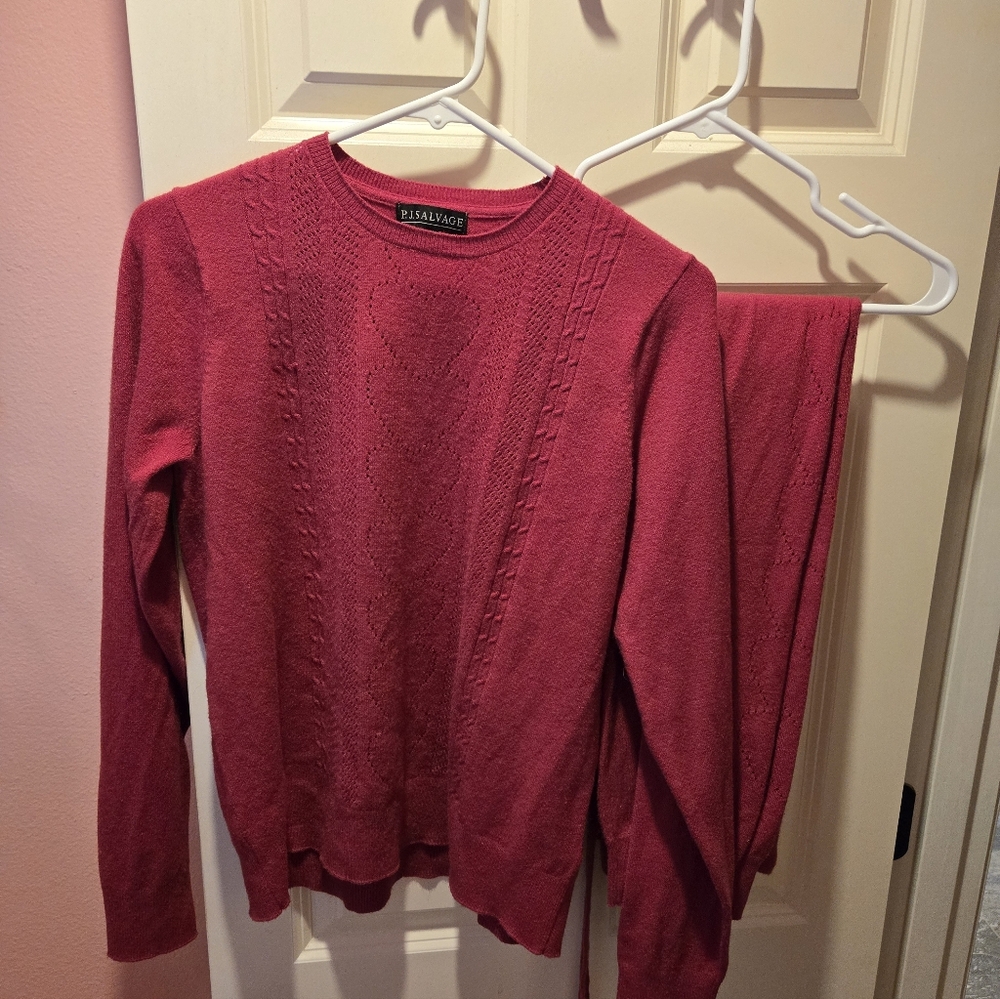 P.J. Salvage Raspberry Crew Neck Sweater Set